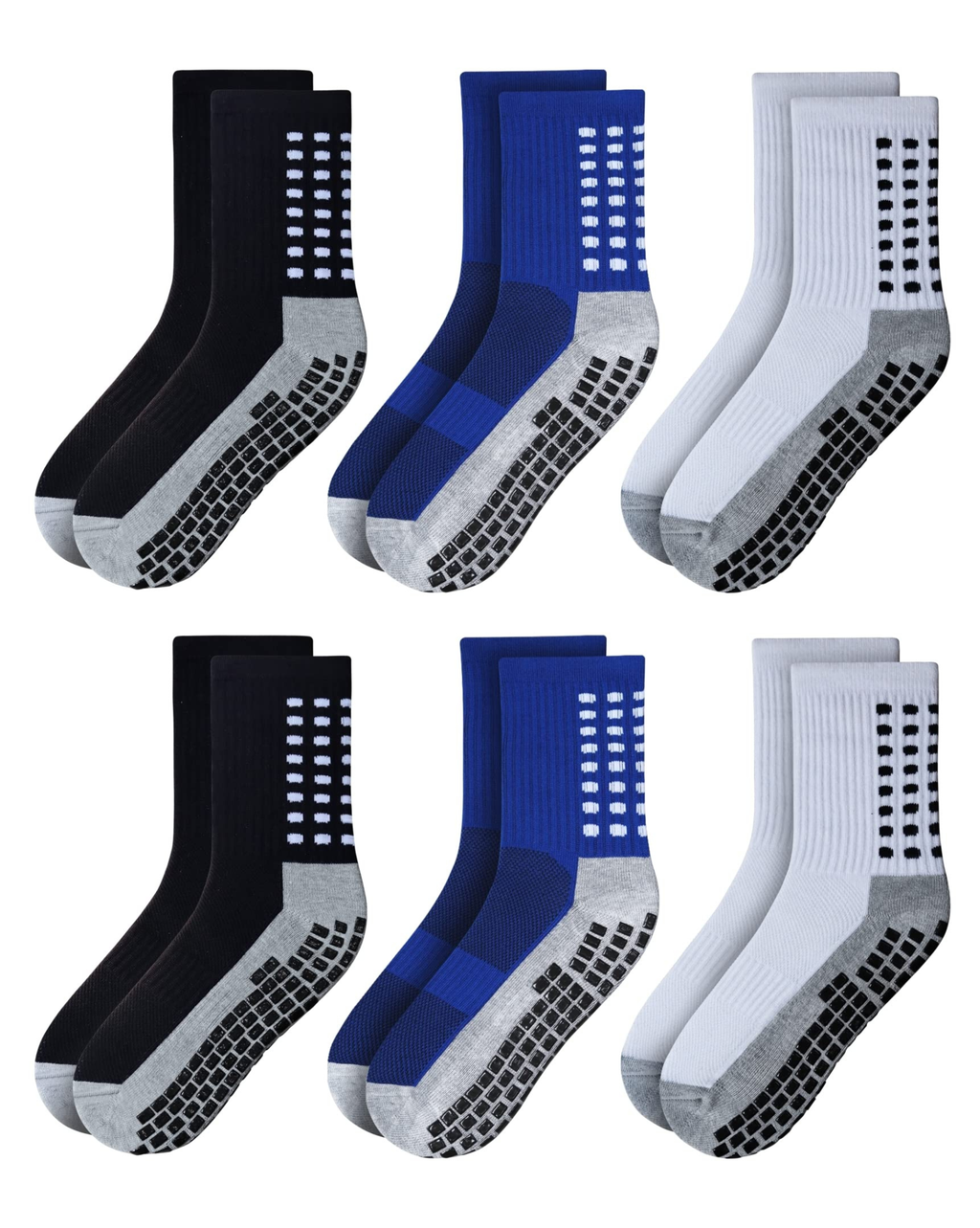 RATIVE ถุงเท้ากันลื่น ข้อยาว พื้นนุ่ม Cushioned พร้อมพื้นซิลิโคนกันลื่นออกแบบพิเศษ ถุงเท้ากีฬา ถุงเท้าวิ่ง ออกกำลังกาย สำหรับผู้ชายและผู้หญิง (6 คู่ / คละสี)
